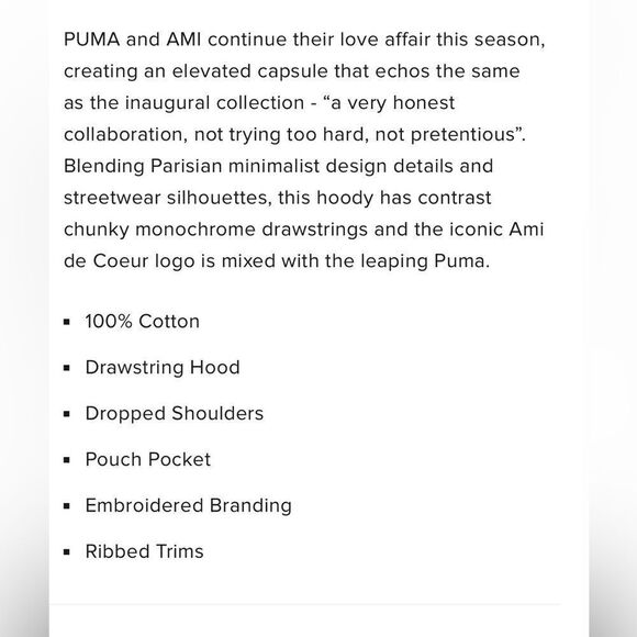 Limited Edition PUMA X AMI PARIS HOODY BLACK SIZE M - Picture 7 of 7